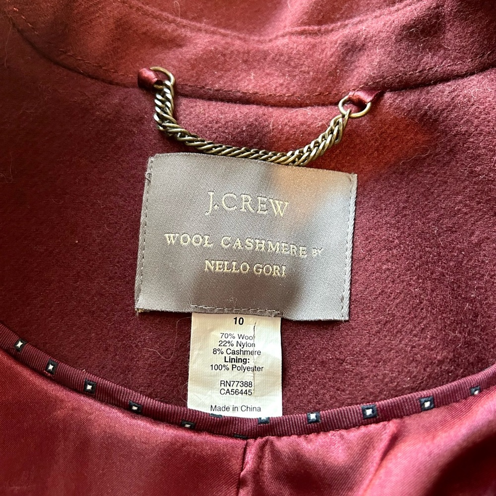 J. Crew Wool & Cashmere by Nello Gori Trench Coat